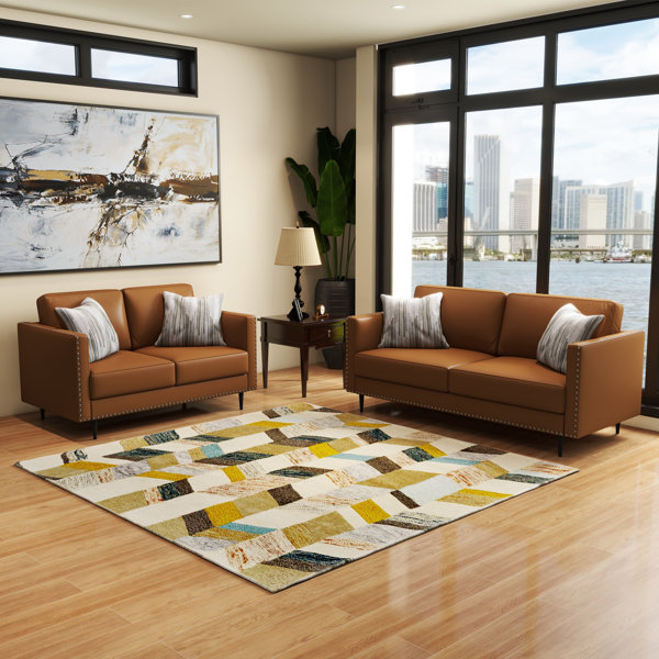 Bonzy Home 2 Piece Faux Leather Living Room Set | Wayfair